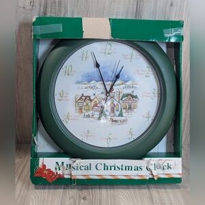 Vintage Musical Christmas Wall Clock Plays A Different Carol Every Hour